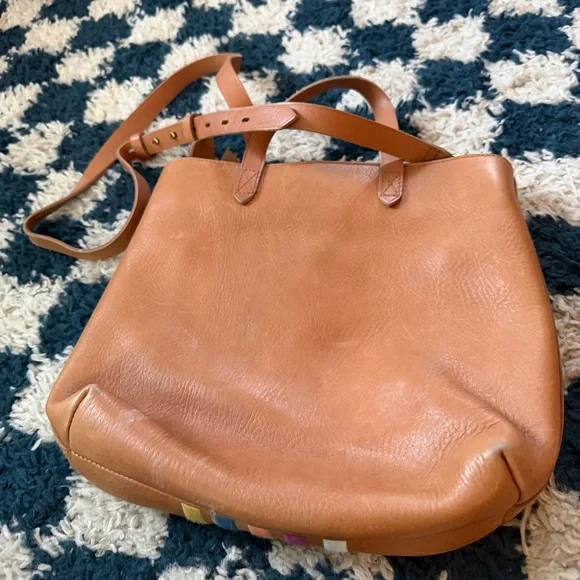 MADEWELL The Transport Stripe Embroidered Zip Top Crossbody Tote, Small - Picture 5 of 5